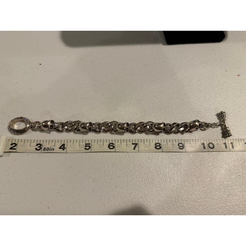 King Baby Mens Integrated Skull Bracelet .925 USA - Picture 6 of 6